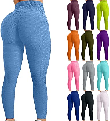 Leggings for women Butt Lifting Women Booty High Waisted Tummy Control Workout  Yoga Pants for Women Peach hip sports Leggings for girls XLBlue