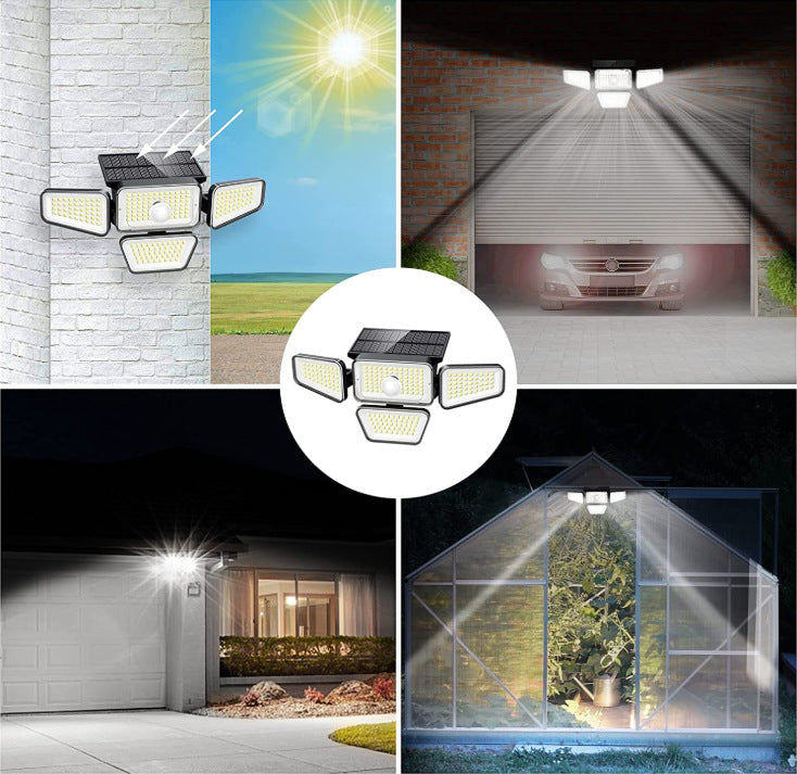 4 Head Solar Sensor Outdoor Garden Exterior Design Modern 270 LED Solar Outdoor Lights Wall Light Outdoor