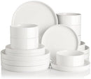 [Pre-order] Sweejar Porcelain Dinnerware Sets for 6, 18 Pieces Ceramic Plates and Bowls Set, Classic Modern Simple Kitchen Dinner Dining Ware Set, Dishwasher and Microwave Safe Dishes Sets(Pure White)