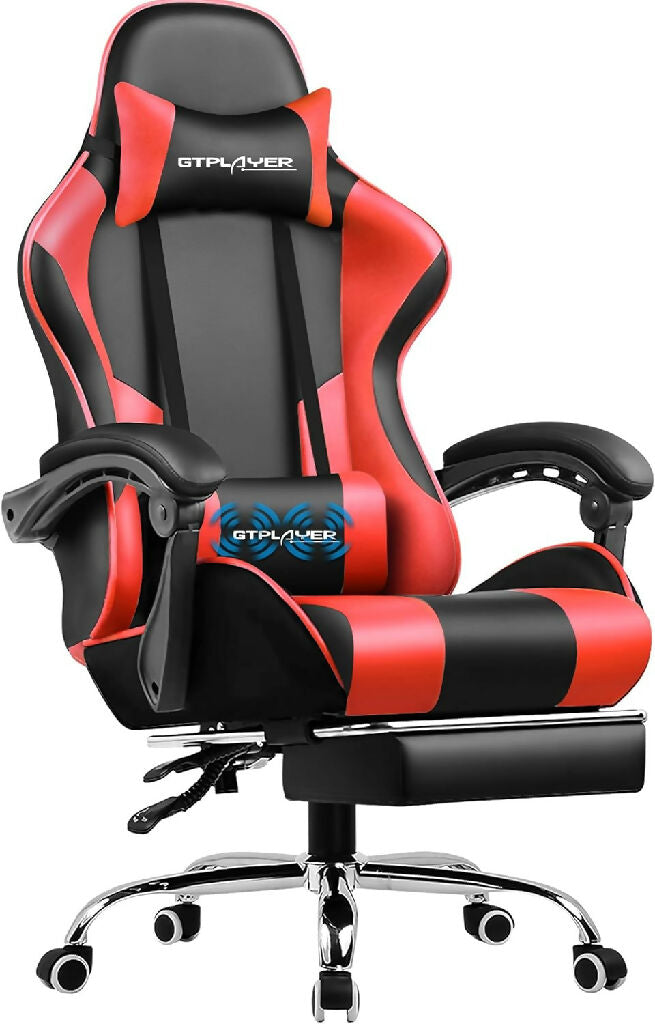 GTPLAYER Gaming Chair, Computer Chair with Footrest in White. Blue or Red