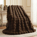 [Pre-order] L'AGRATY Faux Rabbit Fur Throw Blanket for Couch, 50'' x 60'', Cocoa Brown