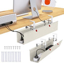 [Pre-order] 28" Small Under Desk Cable Management Tray No Drill, Compact Clamp On Cord Organizer for Dorm & Small Desk, Anti-Sag Oxford Fabric Wire Hider, Power Strip Holder (Beige, 28.6")