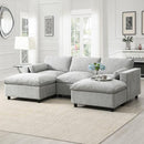 [Pre-order] 86.5'' Chenille Modular Sectional Sofa with Storage Pockets, 5 Seat U Shaped Couch Set with Pillows,Free Combination,Modern Cloud Sofa with 2 Movable Ottoman for Living Room,Apartment,Medium Grey