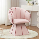 [Pre-order] Swivel Accent Chair, 360° Cute Vanity Chair with Curved Back – Small Pink Barrel Chair in Soft Cotton Fabric for Bedroom or Living Room (1, Pink)