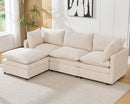 [Pre-order] 97" Cloud Couch Sectional Sofas for Living Room, L Shape Modular Cloud Sofa with Movable Ottoman, Chenille Comfy Couches 4 Deep Seats for Apartment, Office, Bedroom, Beige