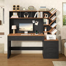 [Pre-order] 55" Computer Desk with Bookshelf, Drawers ＆ Hutch for Bedroom, Home Office