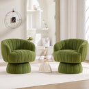 [Pre-order] 360°Swivel Accent Barrel Chair, Cute Comfy Small Round Arm Chair, Club Reading Sofa Chair for Living Room, Bedroom, Office, Sherpa, 2PC Green
