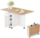 [Pre-order] Folding Dining Table, Space Saving Kitchen Table with 6 Wheels(Light Brown)