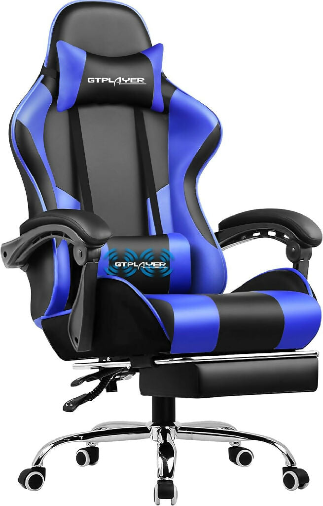 GTPLAYER Gaming Chair, Computer Chair with Footrest in White. Blue or Red