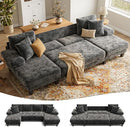 [Pre-order] Txtin's Sleeper Sofa with Pull Out Couch Bed | 112 Inch Couches for Living Room | U-Shaped Convertible Sofa Bed | Chenille Dark Grey