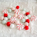 [Pre-order] Christmas Felt Ball Garland, Holiday Home Decor, Peppermint Garland Decor, Candy Decorations, Felt Balls for Christmas Tree, Mantel, Kids Bedroom, Living Room, Nursery- 6.56 Ft
