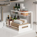 [Pre-order] REALINN Under Sink Organizer, L-Shaped 2 Tier Pull Out Cabinet Organizer