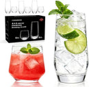 [Pre-order] Drinking Glasses Set,4 Tall Glasses 18oz & 4 Stemless Rocks Glasses 13oz
