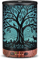 [Pre-order] Essential Oil Diffuser, 120 ml Aromatherapy Diffuser with 7 Color Lights, Auto Shut-Off and 4 Timer Settings, Ultrasonic Cool Mist Diffuser for Home Room Office (Harvest Tree)