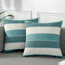 [Pre-order] AmHoo Pack of 2 Farmhouse Stripe Check Throw Pillow Covers Set Case Cotton Linen Decorative Pillowcases Cushion Cover for Couch Bench Sofa 16x16Inch Teal Blue