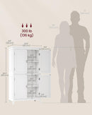Bathroom Floor Storage Cabinet with 4 Doors, Cloud White