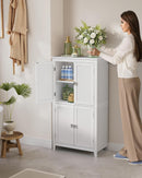 Bathroom Floor Storage Cabinet with 4 Doors, Cloud White