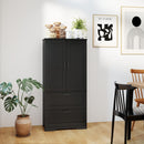 2 Door Tall Kitchen Pantry Storage (Black)