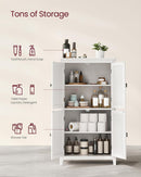 Bathroom Floor Storage Cabinet with 4 Doors, Cloud White