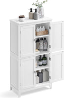 Bathroom Floor Storage Cabinet with 4 Doors, Cloud White