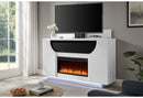 Aveena White 76″ Ent Unit With Tv, Led, Speakers, Crystal And Pop-Up