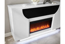 Aveena White 76″ Ent Unit With Tv, Led, Speakers, Crystal And Pop-Up