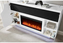 Aveena White 76″ Ent Unit With Tv, Led, Speakers, Crystal And Pop-Up