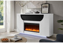 Aveena White 76″ Ent Unit With Tv, Led, Speakers, Crystal And Pop-Up