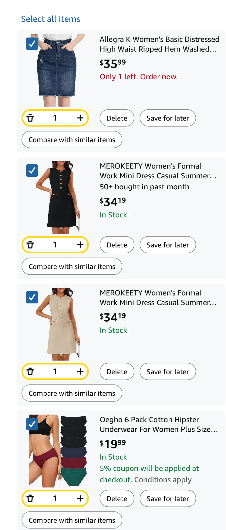 Multiple clothing items