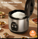 10-Cup (Uncooked)/20-Cup (Cooked) Electric Rice Cooker with Steamer & Auto Warmer, Stainless Steel Japanese Sushi Rice Maker, One-Touch Operation, 800W Fast Cooker for Asian Cuisine, Soup, Porridge, Multi-Cooker ( Plug) $60