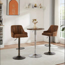 [Pre-order] Metal Bar Stools (Set of 4) Adjustable Swivel Counter Stools with Back, Brown Faux Leather Bar Chairs for Kitchen Island
