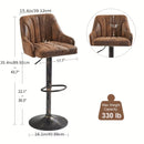 [Pre-order] Metal Bar Stools (Set of 4) Adjustable Swivel Counter Stools with Back, Brown Faux Leather Bar Chairs for Kitchen Island