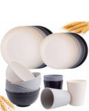 Wheat Straw Dinnerware Sets, 16PCS Plastic Dinnerware Set for 4