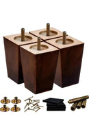 [Pre-order] SHANJUE 5 Inch Brown Couch Legs - Square Wood Sofa Legs for Furniture, 4PC