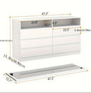 Modern 6-Drawer LED Dresser with Open Display Shelves (white)