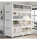 [Pre-order] 320QT Extra Large Stackable Storage Bins with Lid, 60Gal Plastic Closet Organizers and Storage Drawer, Collapsible Cabinet Box with Wheels Clear Doors for Home Kitchen Garage, 4Pack White