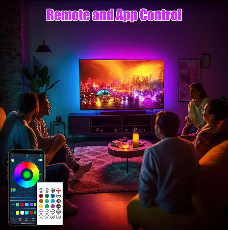 ICRGB TV LED Backlight, 18ft Bluetooth LED Lights for TV 75-85in, USB Powered with Remote and App Control, Music Sync Color Change with TV Sound
