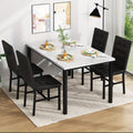 5pcs Dining Table Set, 1 Artificial Anti-marble Pattern Table And 4 Metal Legs Chairs