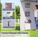 10X10 FT Pop Up Canopy Tent, One-Button Quick Setup, 3-Level Adjustable Height Outdoor Shade (With Sidewall) And 6 Pockets, Portable Shelter with Sand Bags
