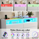 Modern 6-Drawer LED Dresser with Open Display Shelves (white)