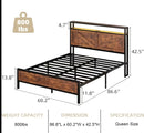 Queen Metal Led Bed Frame (rustic brown)