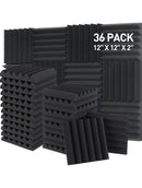 Sound Proof Foam Panels - 12 x 12 x 2 Inches 36 Pack Wedges Acoustic Foam Panels Sound Proofing Padding for Walls and Ceiling High Density Foam Studio Foam (Black) - The Triangle