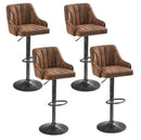 [Pre-order] Metal Bar Stools (Set of 4) Adjustable Swivel Counter Stools with Back, Brown Faux Leather Bar Chairs for Kitchen Island