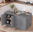 [Pre-order] Kitchen Island with Storage Stainless Steel Top Power Outlet Grey