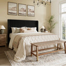 [Pre-order] Willa Arlo™ Interiors Candler Velvet Upholstered Platform Bed with Wingback Headboard and Wooden Slats & Reviews | Wayfair (Black, King)