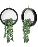 Der Rose 2 Pack Fake Plants Hanging Artificial Succulents Plants in Black Pots for Living Room Bathroom Accessories Boho Farmhouse Wall Decor