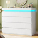 HAUOMS 8 Drawer Dresser with LED Light, White Modern Chest of Drawers for Bedroom,Closet Dressers with Drawers for Living Room, Entryway, Hallway