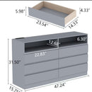 Modern 6-Drawer LED Dresser with Open Display Shelves (grey)