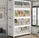 [Pre-order] 240QT Extra Large Stackable Storage Bins with Lid, 60Gal Plastic Closet Organizers and Storage Drawer, Collapsible Cabinet Box with Wheels Clear Doors for Home Kitchen Garage, 4Pack White
