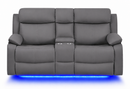 GREY CONSOLE RECLINING LOVESEAT WITH LED AND SPEAKER